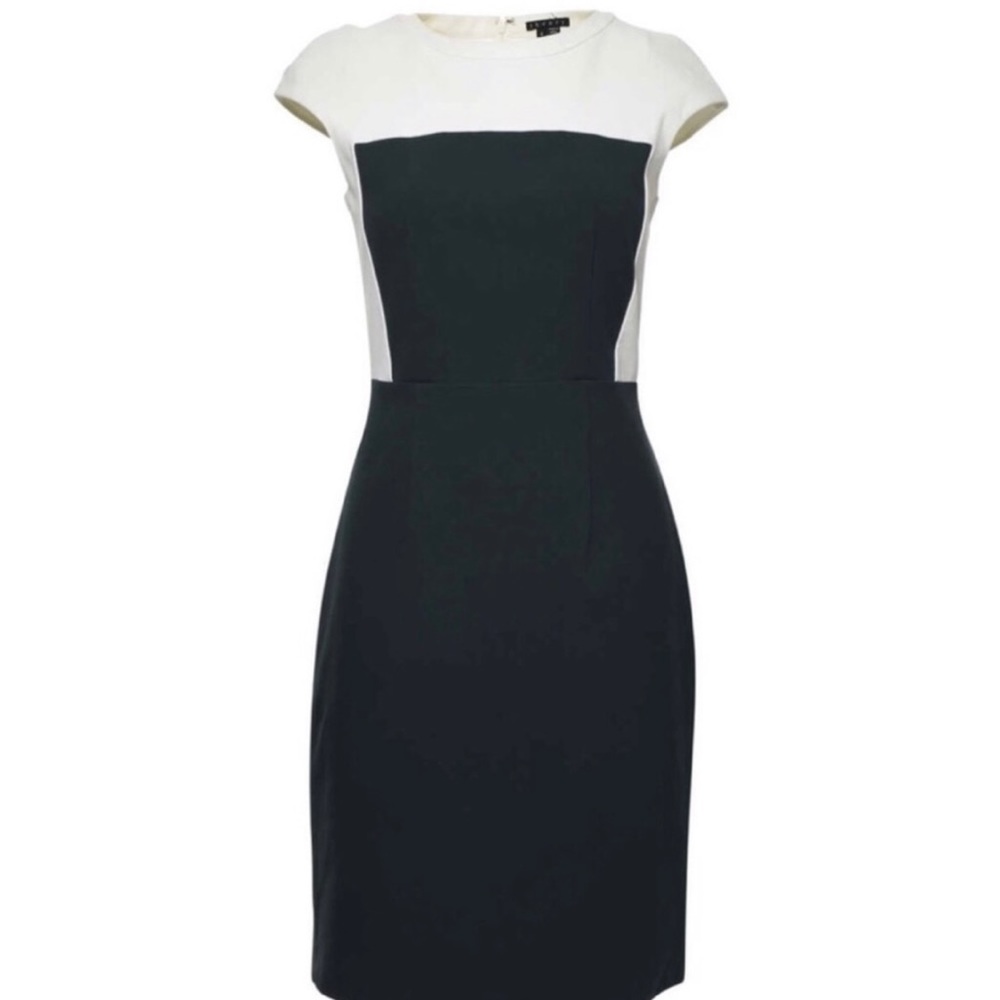 Theory color lock green and white sheath dress size 00 great condition
